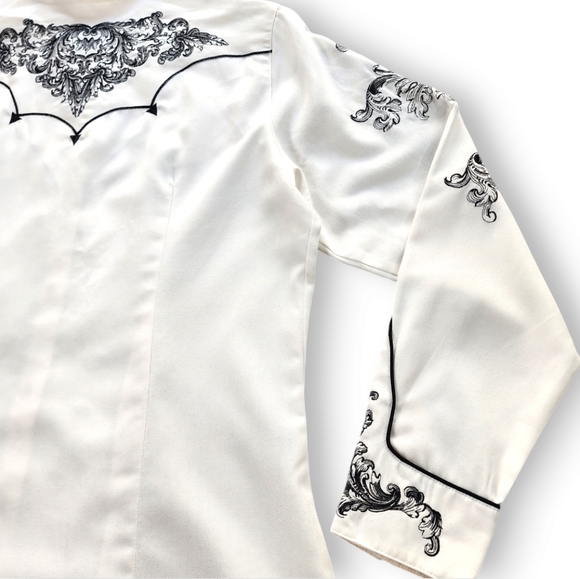 Roper Vintage Western Pearl Snap Black Embroidered Button Down Size XL - Picture 5 of 15